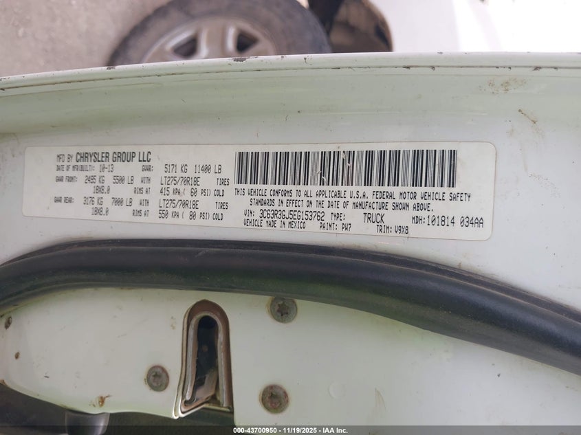 2014 Ram 3500 Tradesman VIN: 3C63R3GJ5EG153762 Lot: 43700950