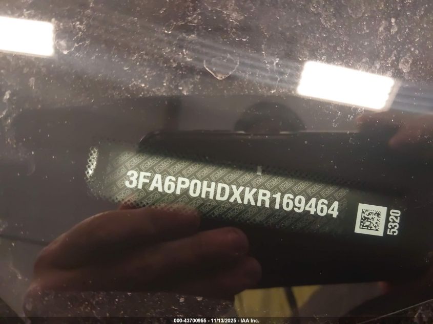 2019 Ford Fusion Se VIN: 3FA6P0HDXKR169464 Lot: 43700955
