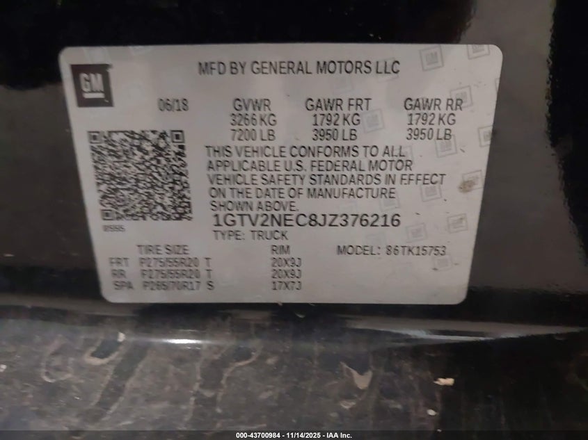 1GTV2NEC8JZ376216 2018 GMC SIERRA photo no. 9