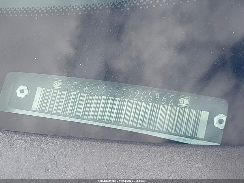 2005 Chevrolet Monte Carlo Supercharged Ss VIN: 2G1WZ121759203968 Lot: 43701000