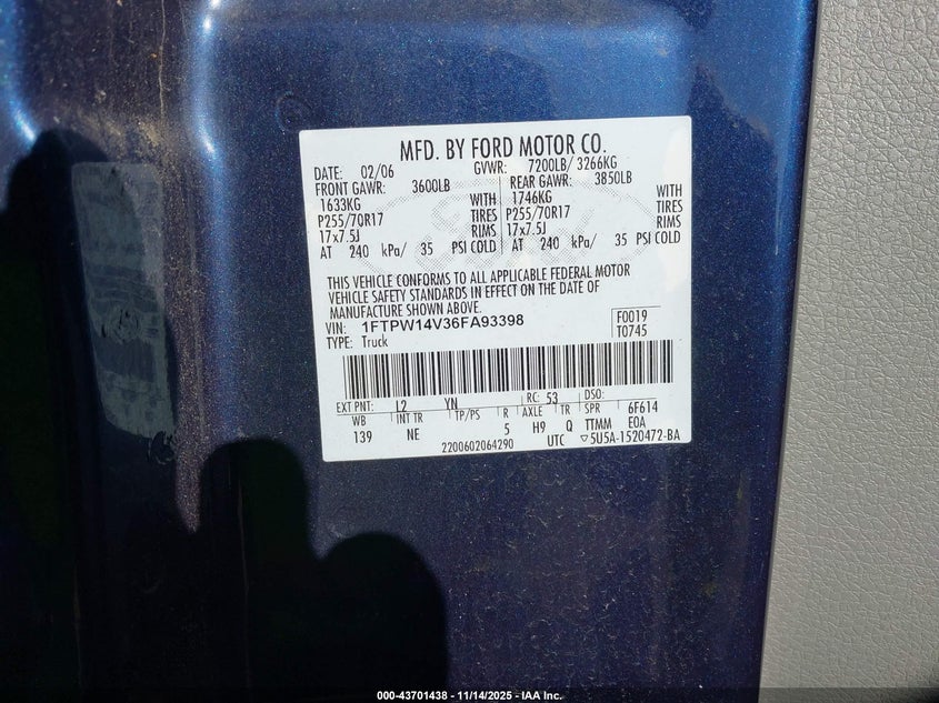 1FTPW14V36FA93398 2006 FORD F-150 photo no. 9