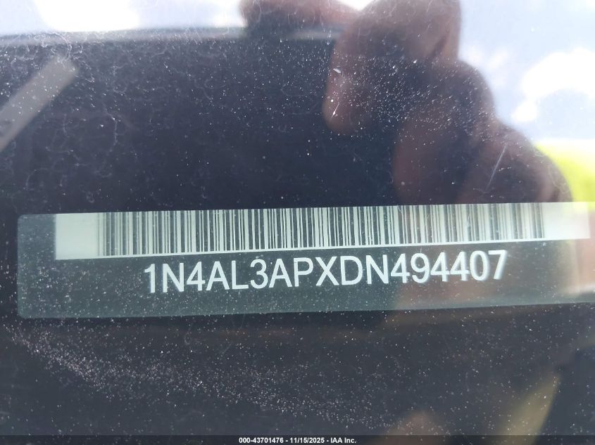 2013 Nissan Altima 2.5 S VIN: 1N4AL3APXDN494407 Lot: 43701476