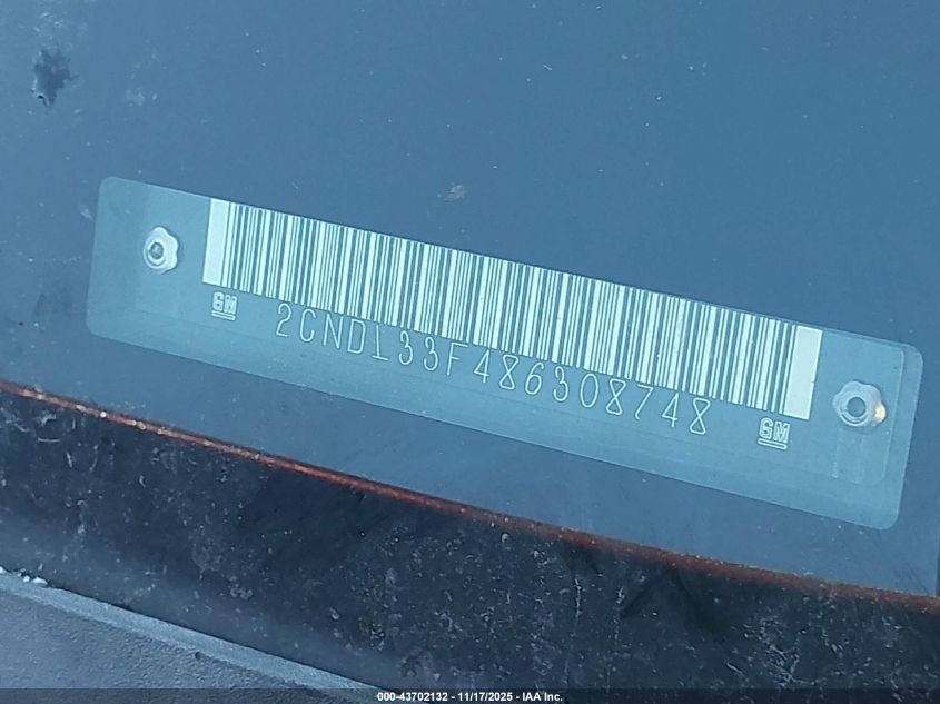 2008 Chevrolet Equinox Lt VIN: 2CNDL33F486308748 Lot: 43702132