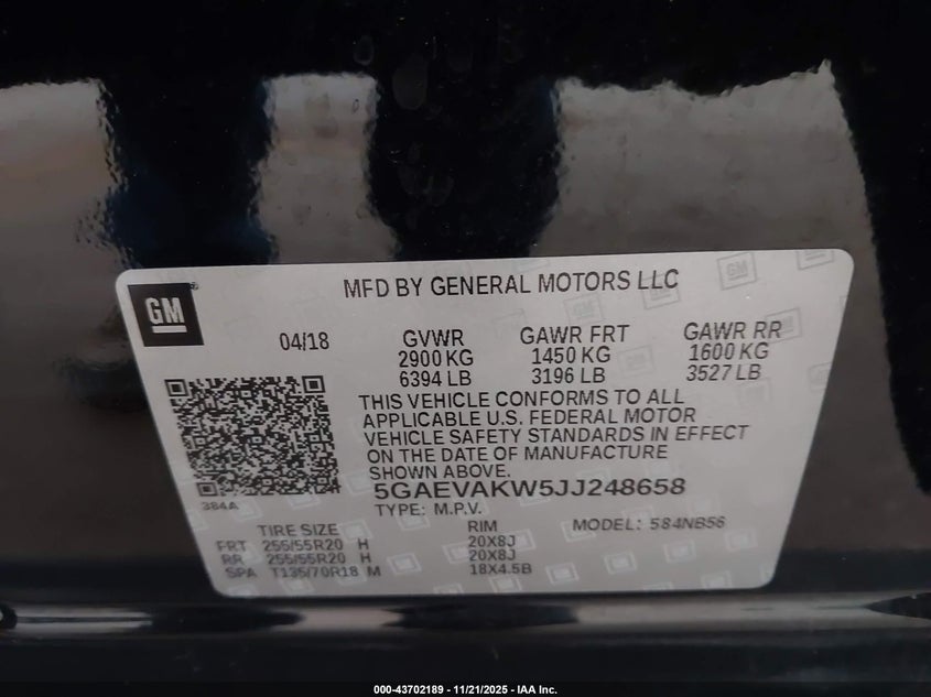 2018 Buick Enclave Essence VIN: 5GAEVAKW5JJ248658 Lot: 43702189