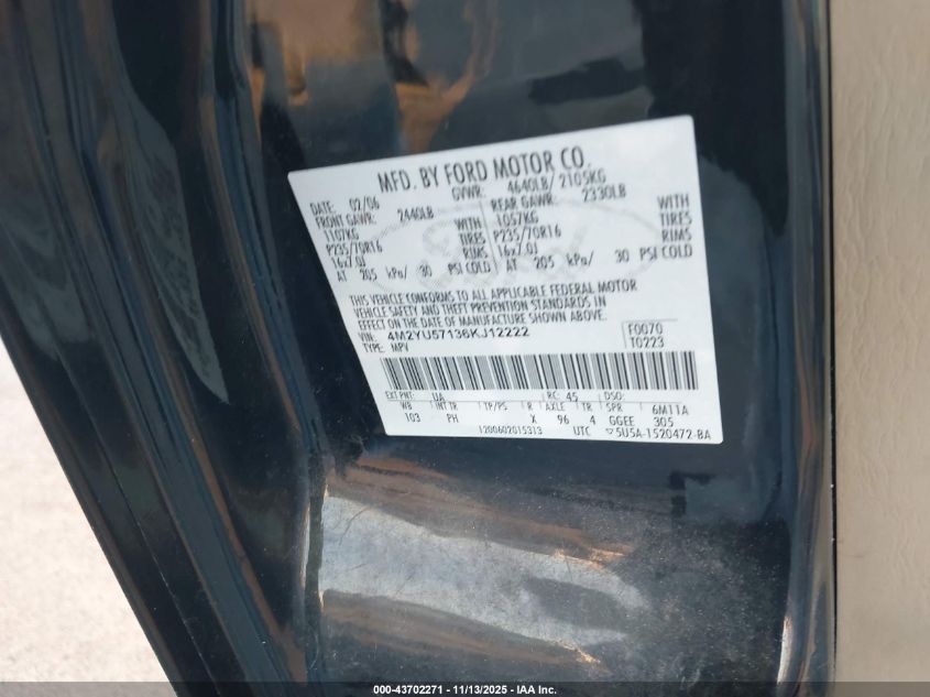 2006 Mercury Mariner Luxury/Premier VIN: 4M2YU57136KJ12222 Lot: 43702271