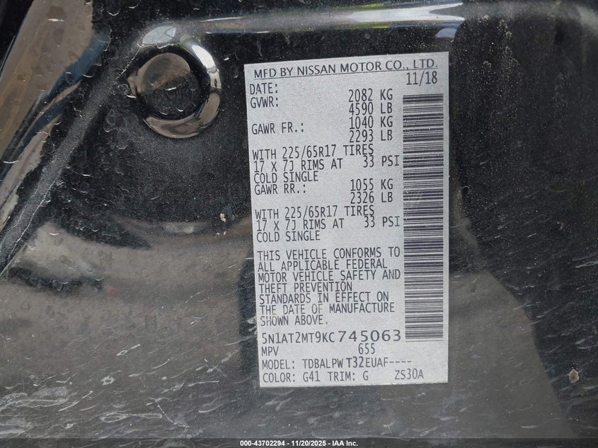 5N1AT2MT9KC745063 2019 NISSAN ROGUE photo no. 9