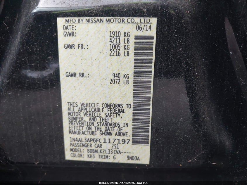 1N4AL3AP6FC117197 2015 NISSAN ALTIMA photo no. 8