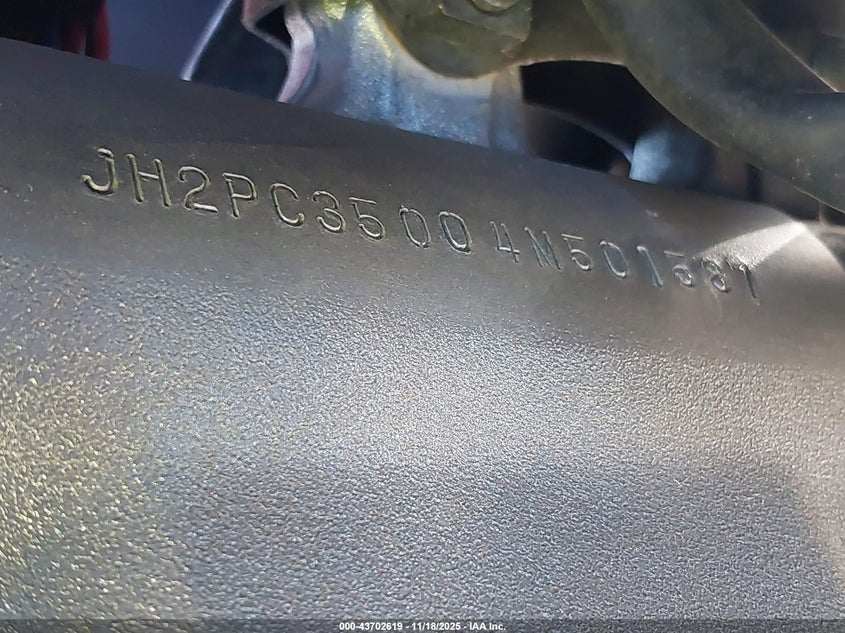 2004 Honda Cbr600 F4 VIN: JH2PC35004M501587 Lot: 43702619