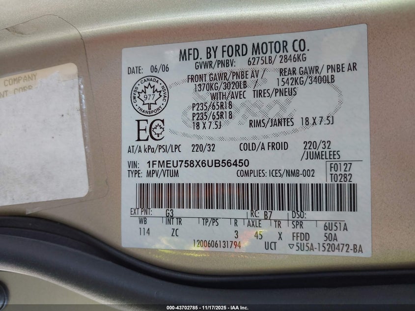 1FMEU758X6UB56450 2006 FORD EXPLORER photo no. 9