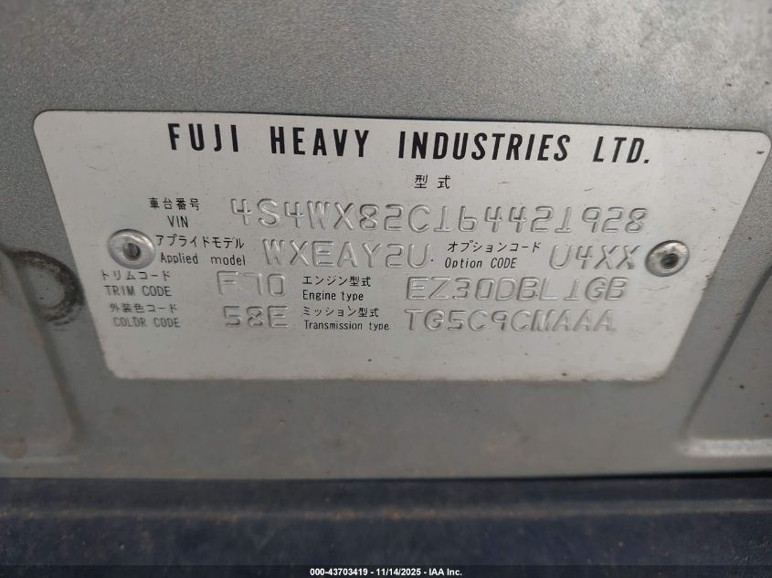 2006 Subaru B9 Tribeca Base 5-Passenger/Limited 5-Passenger VIN: 4S4WX82C164421928 Lot: 43703419