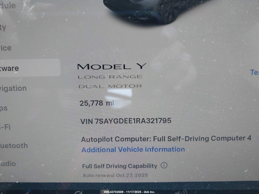 2024 Tesla Model Y Long Range Dual Motor All-Wheel Drive VIN: 7SAYGDEE1RA321795 Lot: 43703589