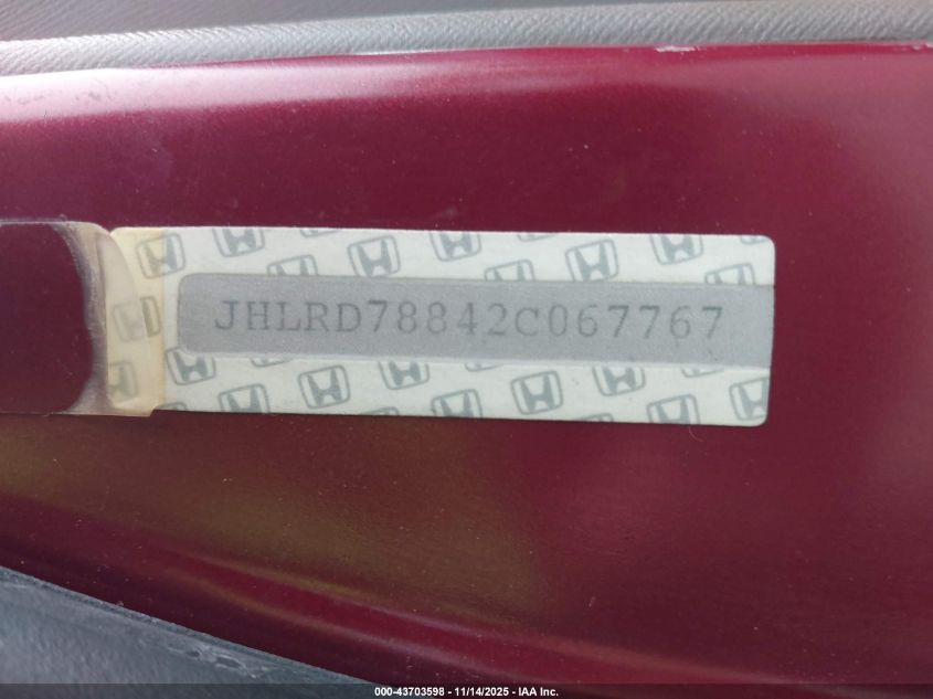 2002 Honda Cr-V Ex VIN: JHLRD78842C067767 Lot: 43703598