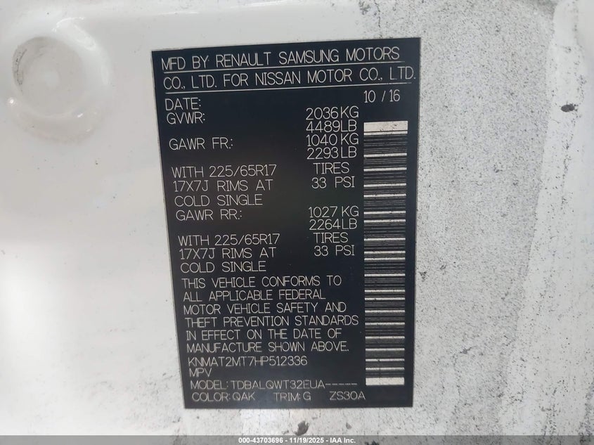 KNMAT2MT7HP512336 2017 NISSAN ROGUE photo no. 9