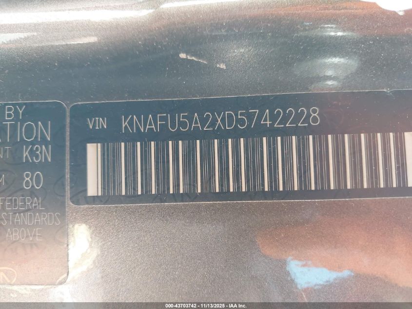 2013 Kia Forte Ex VIN: KNAFU5A2XD5742228 Lot: 43703742