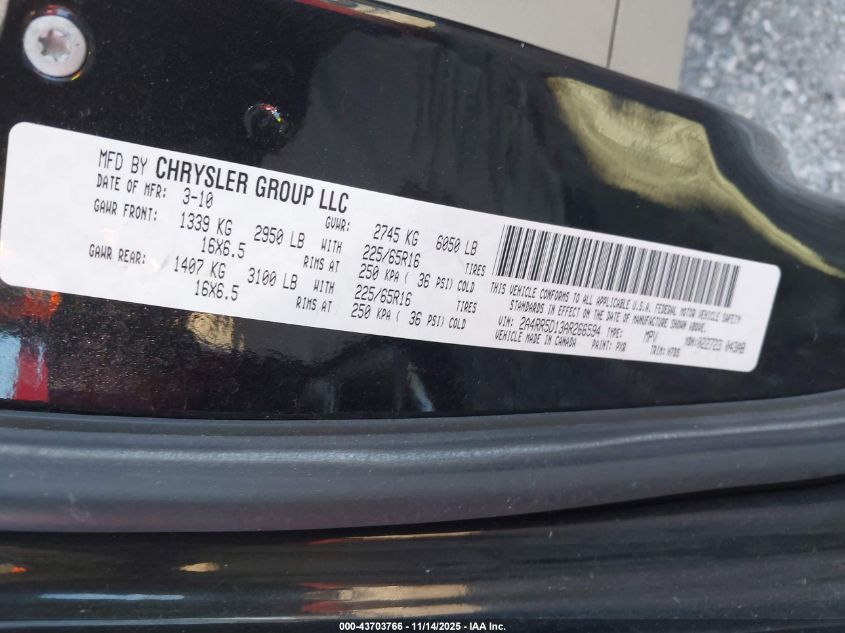 2010 Chrysler Town & Country Touring VIN: 2A4RR5D13AR266594 Lot: 43703766