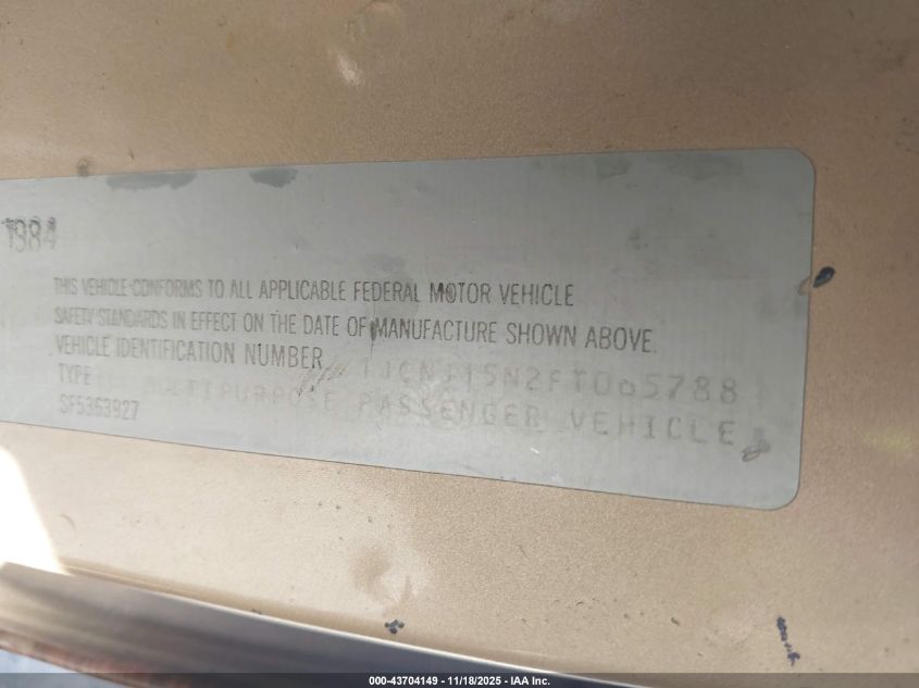 1985 Jeep Grand Wagoneer VIN: 1JCNJ15N2FT065788 Lot: 43704149