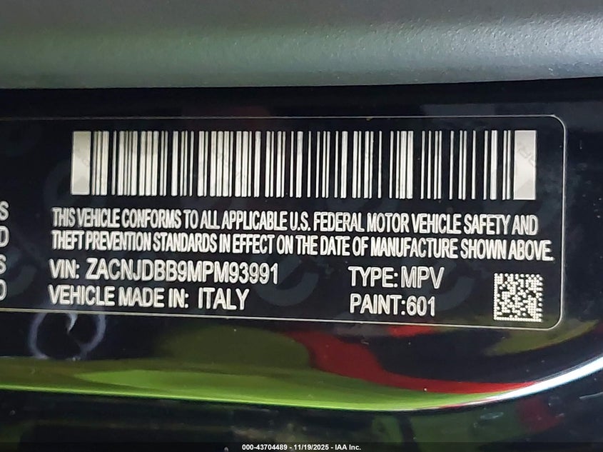 2021 Jeep Renegade Latitude 4X4 VIN: ZACNJDBB9MPM93991 Lot: 43704489