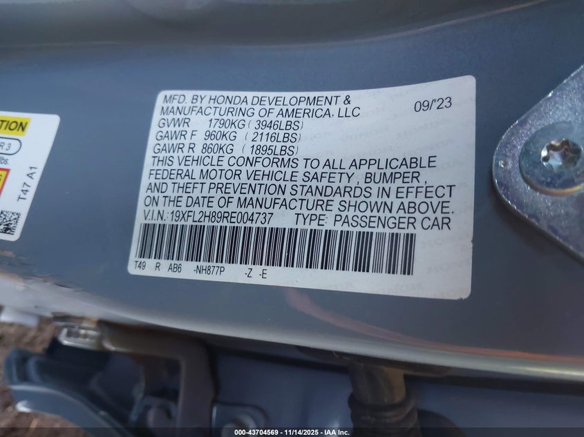 2024 HONDA CIVIC SPORT - 019XFL2H89RE00473