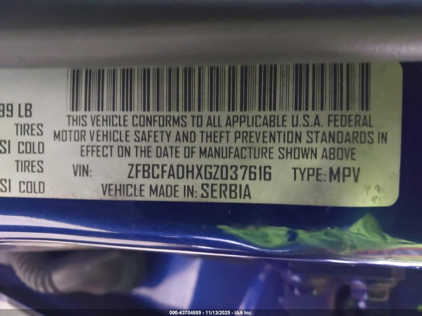 2016 Fiat 500L Urbana Trekking VIN: ZFBCFADHXGZ037616 Lot: 43704589