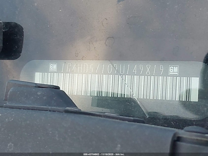 2009 Buick Lucerne Cxl-3 VIN: 1G4HD57109U149819 Lot: 43704902