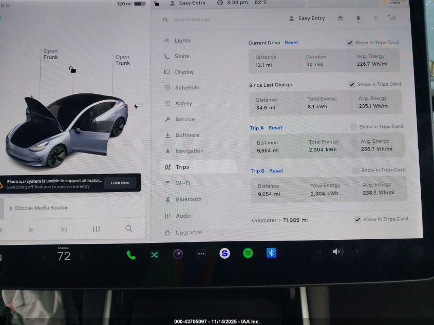 2019 Tesla Model 3 Long Range/Mid Range/Standard Range/Standard Range Plus VIN: 5YJ3E1EA7KF400499 Lot: 43705097
