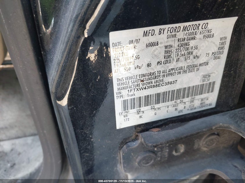 1FTXW43R88EC35937 2008 FORD F450 photo no. 8