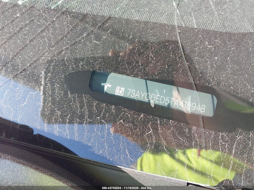 2026 Tesla Model Y Long Range Dual Motor All-Wheel Drive VIN: 7SAYGDED5TA418948 Lot: 43705204