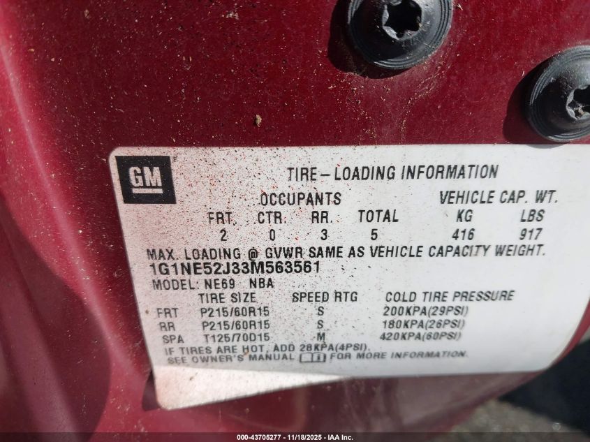 2003 Chevrolet Malibu Ls VIN: 1G1NE52J33M563561 Lot: 43705277