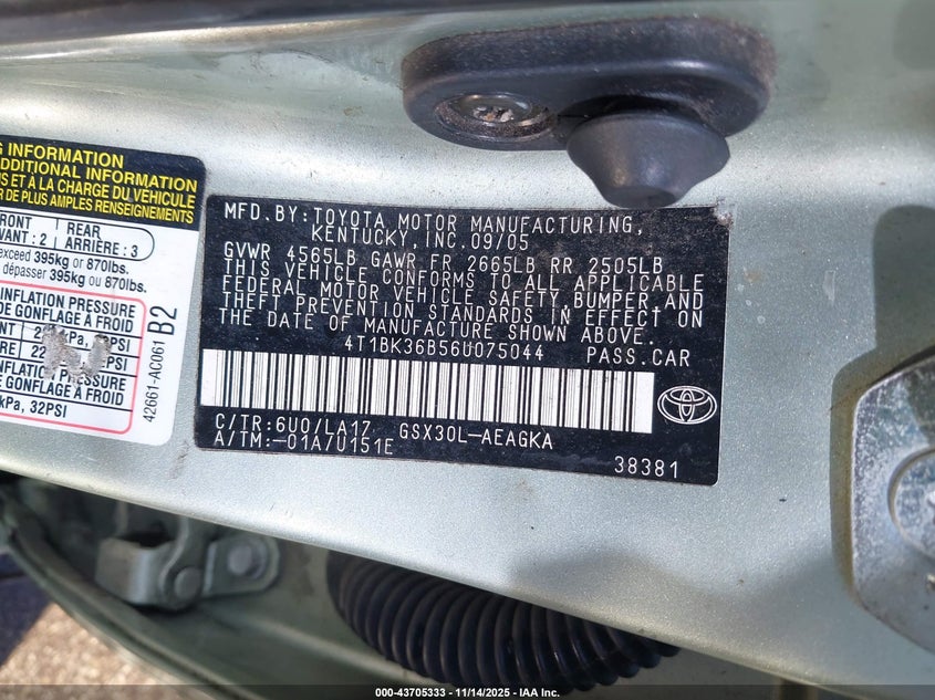 4T1BK36B56U075044 2006 TOYOTA AVALON photo no. 9