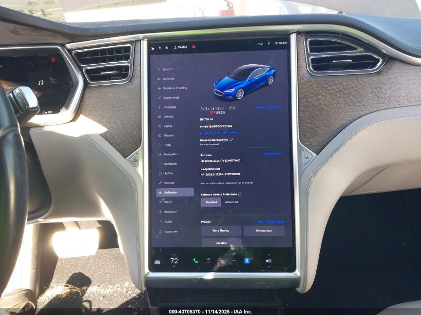 2012 Tesla Model S Performance/Signature Performance VIN: 5YJSA1DP9CFP01533 Lot: 43705370