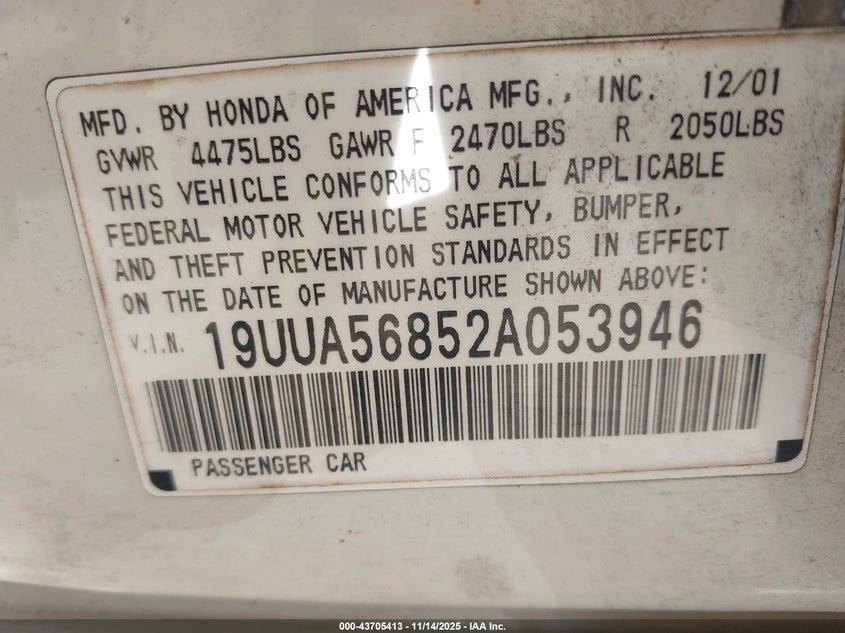 19UUA56852A053946 2002 ACURA TL photo no. 9