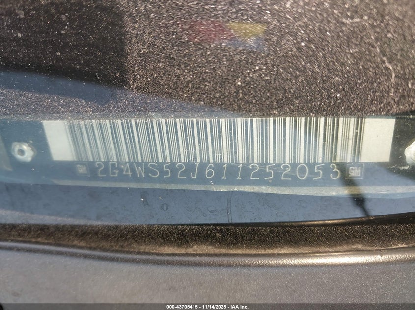 2001 Buick Century Custom VIN: 2G4WS52J611252053 Lot: 43705415