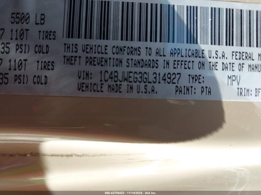 1C4BJWEG3GL314927 2016 JEEP WRANGLER photo no. 9