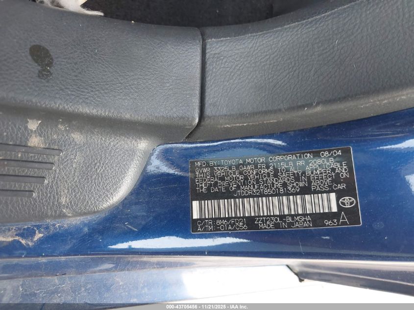 2005 Toyota Celica Gt VIN: JTDDR32T850181369 Lot: 43705456