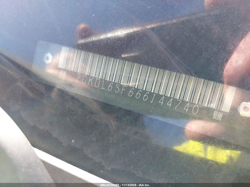 2006 Pontiac Torrent VIN: 2CKDL63F666144740 Lot: 43705493