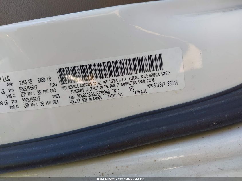 2012 Chrysler Town & Country Touring VIN: 2C4RC1BG5CR270348 Lot: 43705829