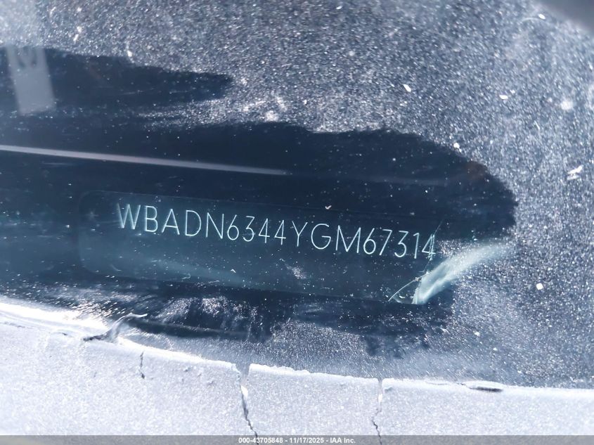 2000 BMW 540Ia VIN: WBADN6344YGM67314 Lot: 43705848