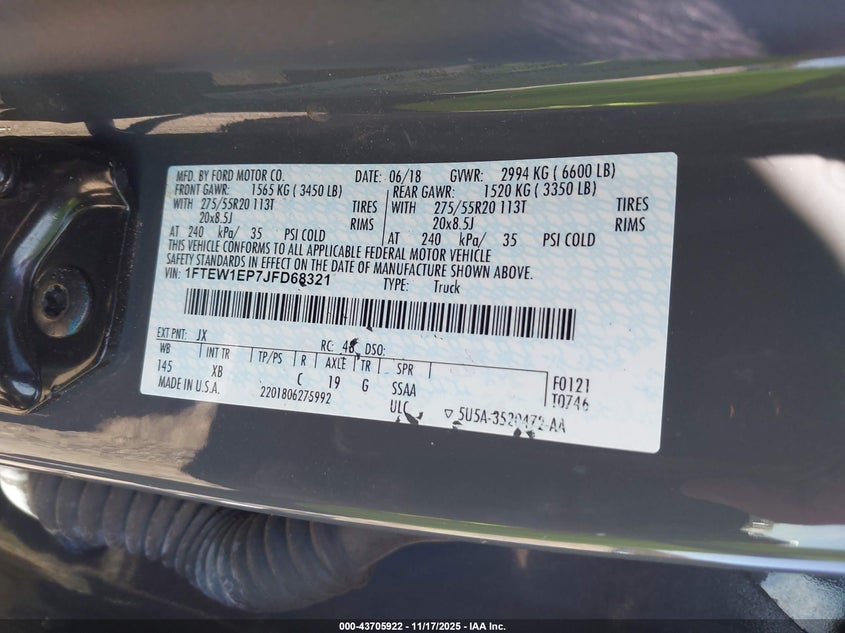 1FTEW1EP7JFD68321 2018 FORD F-150 photo no. 9