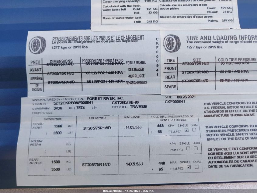 2022 Cherokee Other VIN: 5ZT2CKRB0NF000941 Lot: 43706063