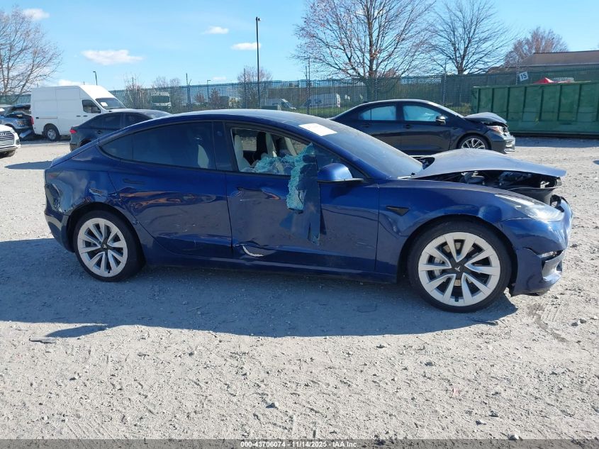 2022 Tesla Model 3 Rear-Wheel Drive VIN: 5YJ3E1EA8NF189639 Lot: 43706074
