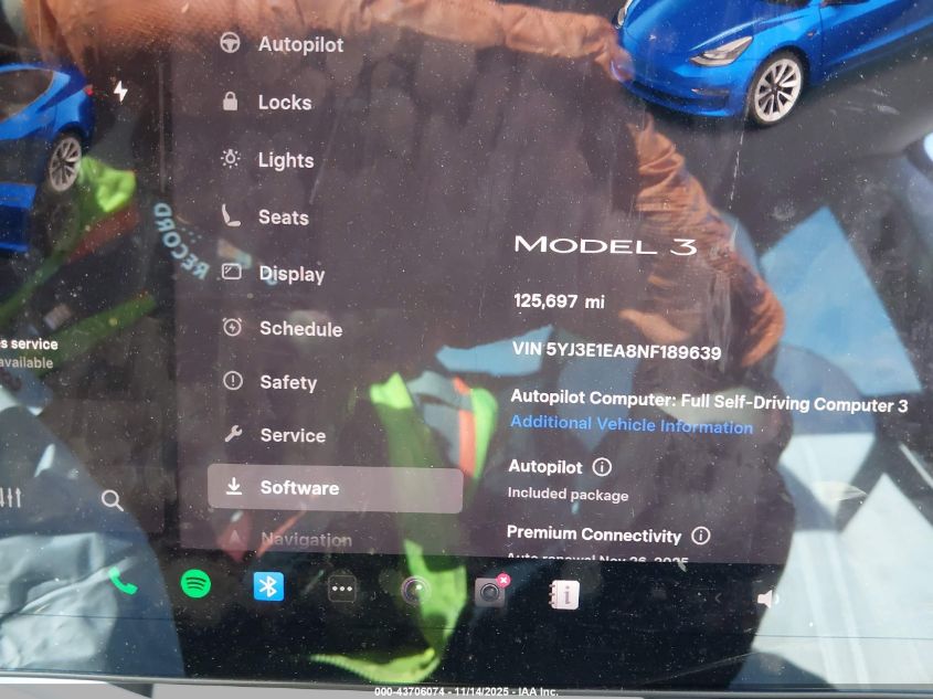 2022 Tesla Model 3 Rear-Wheel Drive VIN: 5YJ3E1EA8NF189639 Lot: 43706074