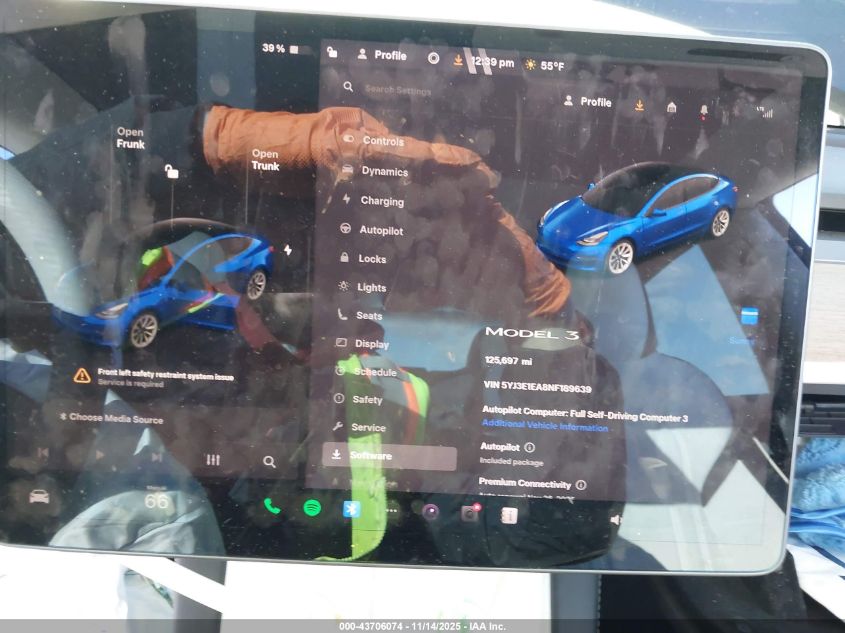 2022 Tesla Model 3 Rear-Wheel Drive VIN: 5YJ3E1EA8NF189639 Lot: 43706074