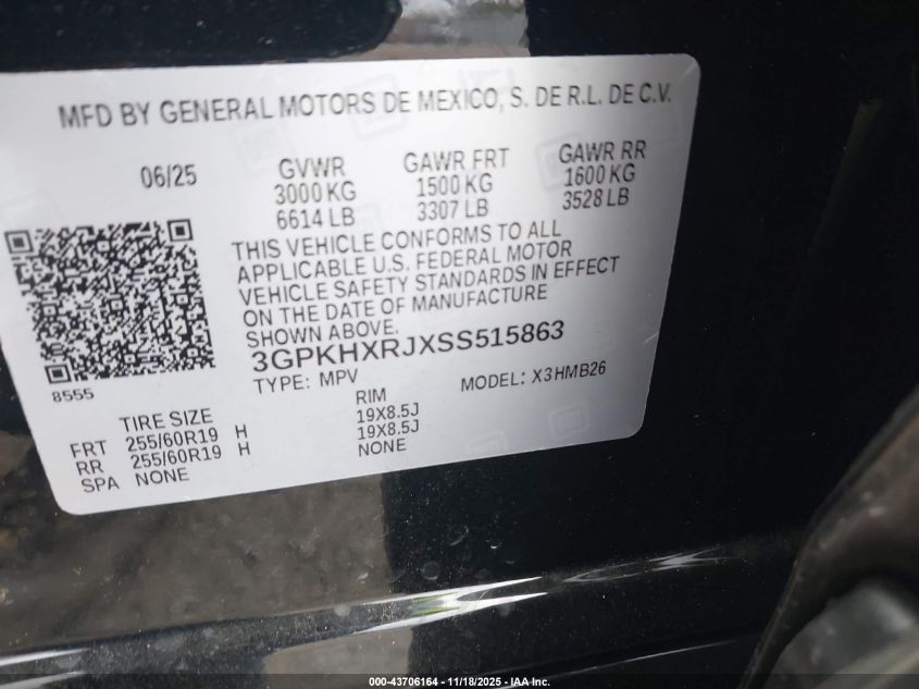 2025 Honda Prologue Touring VIN: 3GPKHXRJXSS515863 Lot: 43706164