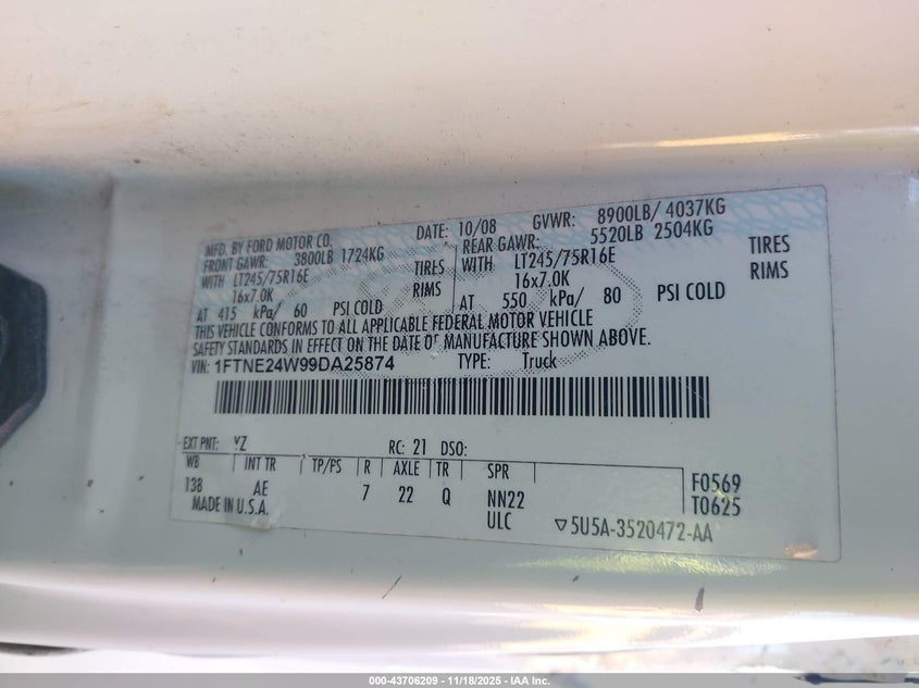 1FTNE24W99DA25874 2009 FORD ECONOLINE photo no. 9