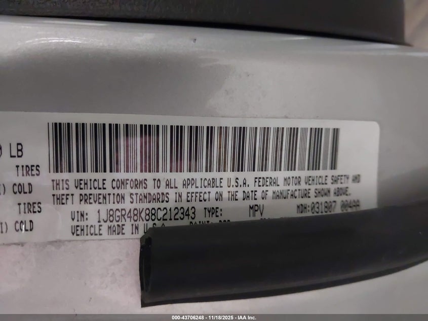 1J8GR48K88C212343 2008 JEEP GRAND CHEROKEE photo no. 9
