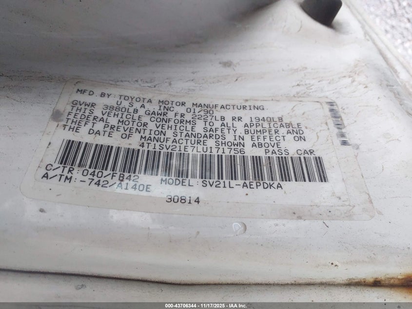 4T1SV21E7LU171756 1990 TOYOTA CAMRY photo no. 9