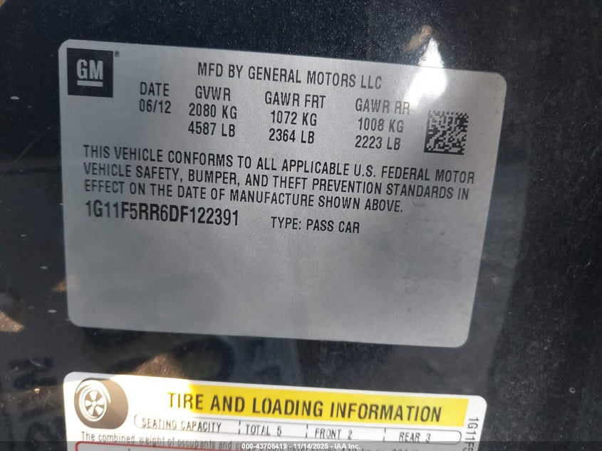 1G11F5RR6DF122391 2013 CHEVROLET MALIBU photo no. 9