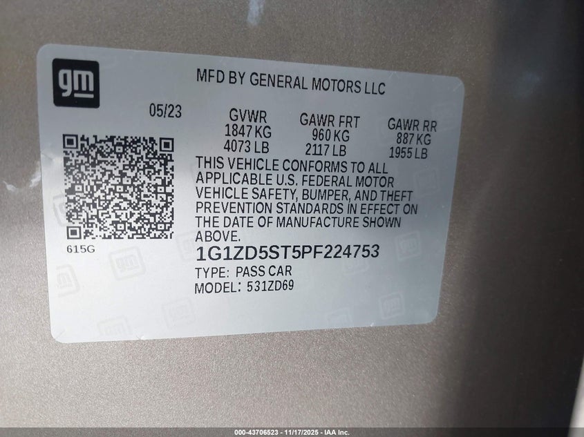 1G1ZD5ST5PF224753 2023 CHEVROLET MALIBU photo no. 9