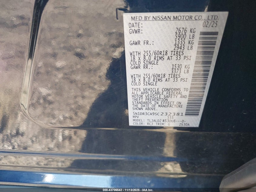 5N1DR3CA9SC232381 2025 NISSAN PATHFINDER photo no. 9