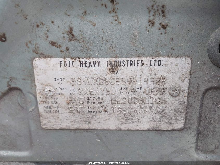 2006 Subaru B9 Tribeca Base 7-Passenger/Limited 7-Passenger VIN: 4S4WX86C264414982 Lot: 43706635